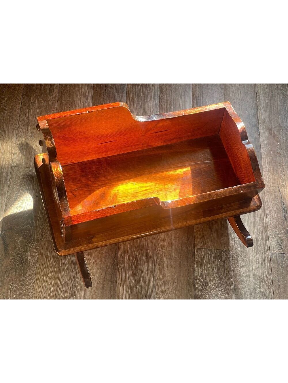 Vintage 1980s Wooden Rocking Doll Cradle- Fits 18" Doll-Doll Bed